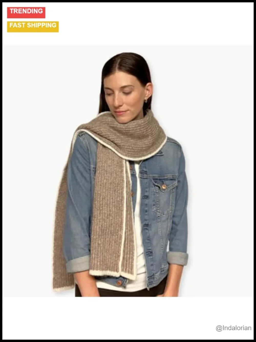 Cable Knit Scarf - Cozy Recycled Fiber Unisex Winter Scarf